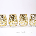 drinking cup stemless wine glass with gold decal